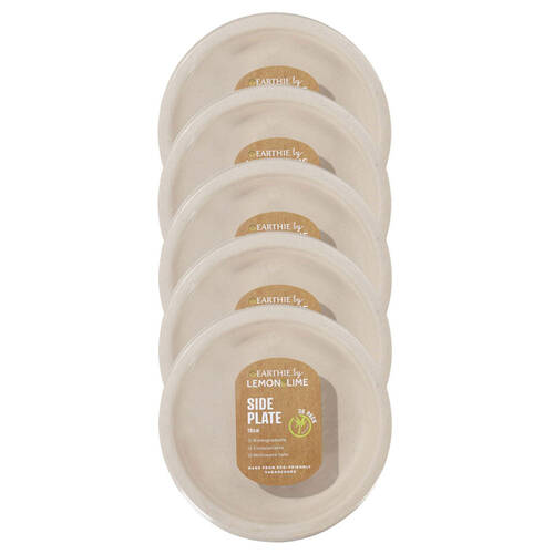 5x 30PK Lemon & Lime Sugarcane 18cm Side Plate - Natural