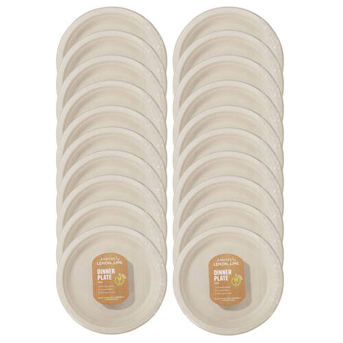 20x 12PK Lemon & Lime Sugarcane 23cm Dinner Plate - Natural