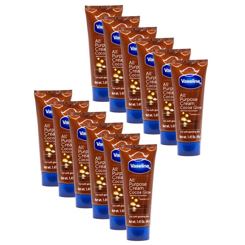 12PK Vaseline All Purpose Cream Cocoa Glow w/ Pure Butter 40g Skin Moisturiser