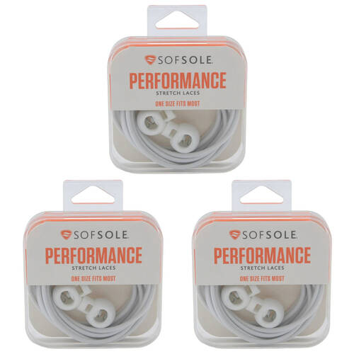 3PK SofSole Performance Stretch Shoe Laces w/ Lock 38in - White
