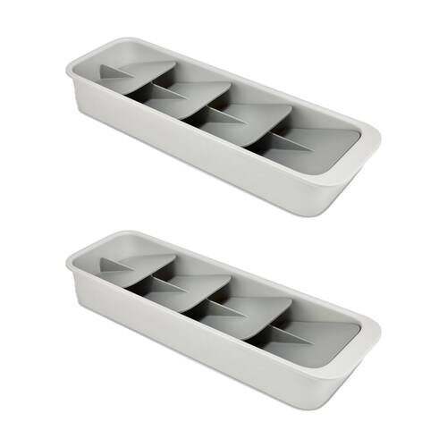 2PK Joseph Joseph DrawerStore Tiered Cutlery Kitchen Storage Light Stone