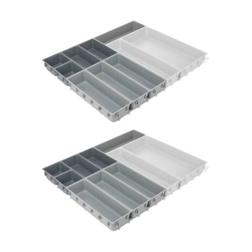 2x 10pc Joseph Joseph Blox Drawer Organiser Set Modular Storage Light Stone