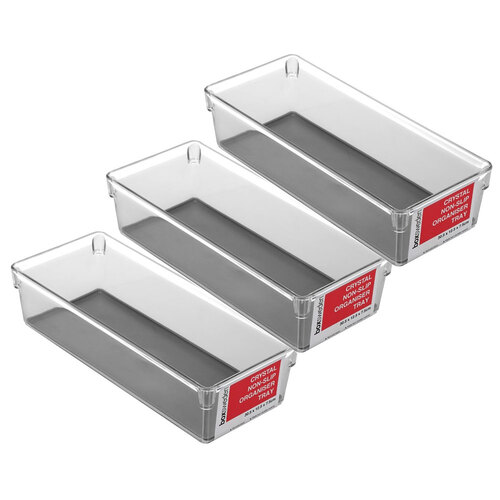 3PK Boxsweden Crystal Non-Slip Organiser Tray 30.5X12.5X7.5cm