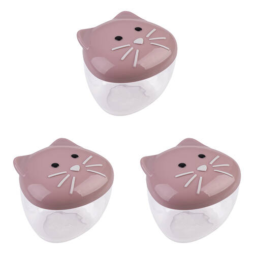 3PK Melii Luxe 3D Animal Leak-Proof Snack Container Lunch Box 232ml Cat