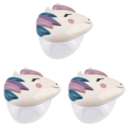 3PK Melii Luxe 3D Animal Leak-Proof Snack Container Lunch Box 232ml Unicorn