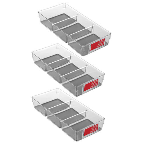 3PK Boxsweden Crystal 4 Section Rectangle Non-Slip Organiser