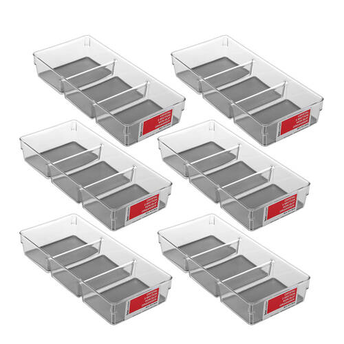 6PK Boxsweden Crystal 4 Section Rectangle Non-Slip Organiser