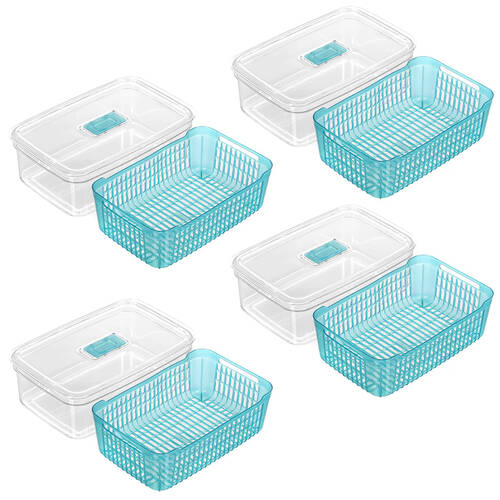 4x Boxsweden 4.7L Crystal Vegetable Storer - Assorted