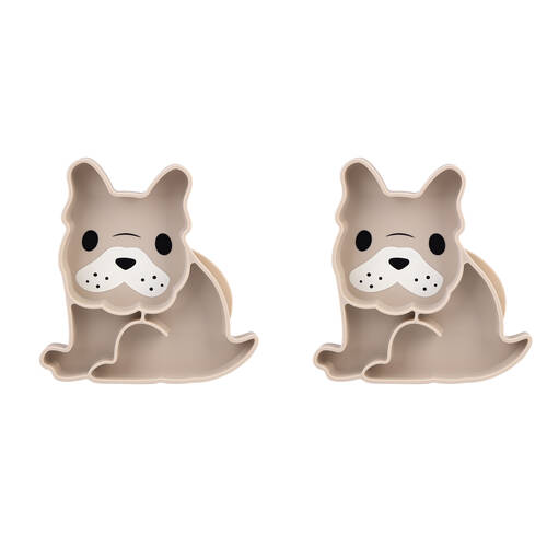 2PK Melii Luxe Childrens Animal-Printed Round Silicone Suction Plate Bulldog 6m+