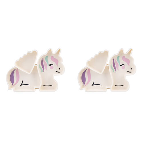 2PK Melii Luxe Childrens Animal-Printed Round Silicone Suction Plate Unicorn 6m+