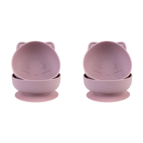 2x 2pc Melii Luxe Childrens Animal Silicone Suction Bowls Set Unicorn 6m+
