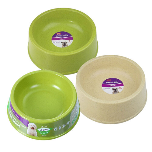 3PK Paws & Claws Bamboo Fibre Pet Bowl 26cm Assorted