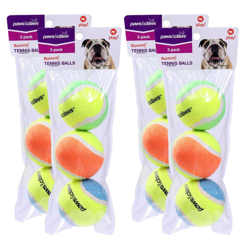 12PK Paws & Claws Tennis Balls 6cm 2-Tone Assorted