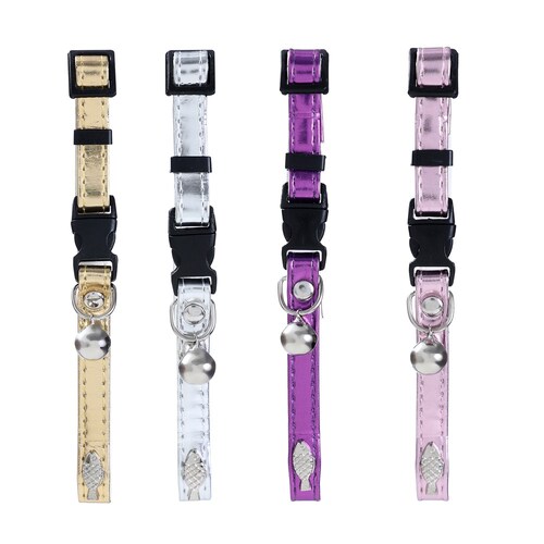 4PK Paws & Claws Breakaway Cat Collar Metallic 30cm Assorted