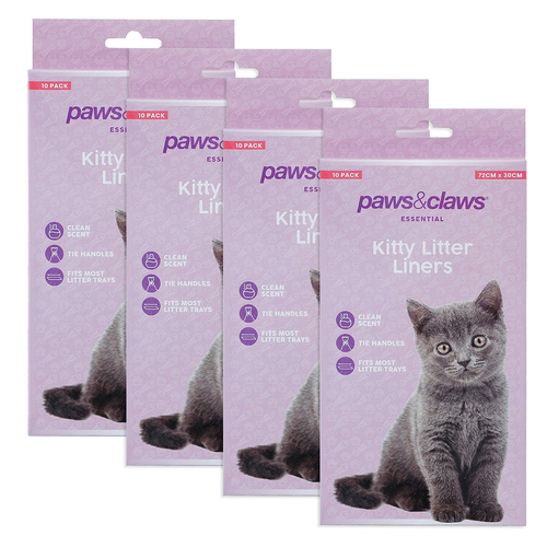 40PK Paws & Claws Kitty Litter Liners 72x30cm