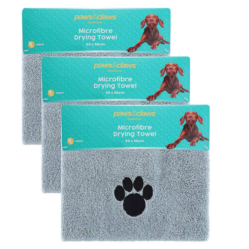 3PK Paws & Claws 60x90cm Microfiber Drying Towel