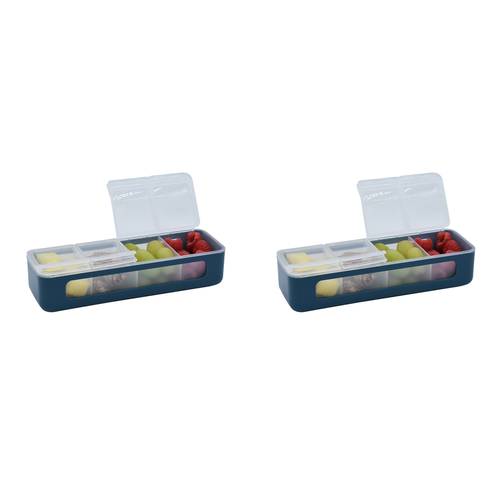 2PK Melii Luxe 4 Compartment Snackle Box Snack Container Blue