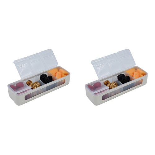 2PK Melii Luxe 4 Compartment Snackle Box Snack Container Ivory