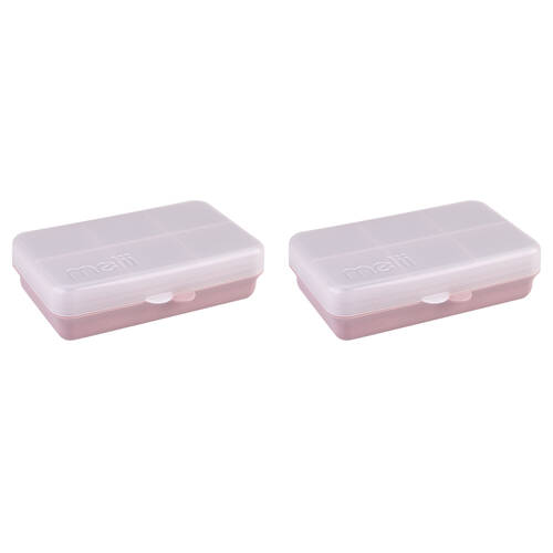 2PK Melii Luxe Snackle Box Food Storage Container w/ 6 Compartments Mini Pink