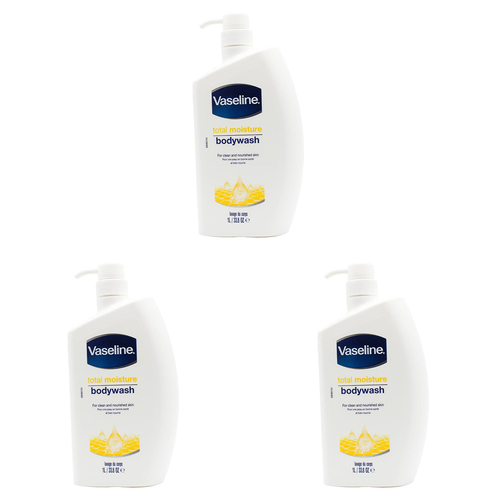3PK Vaseline 1L Body Wash Liquid Shower Gel Total Moisture