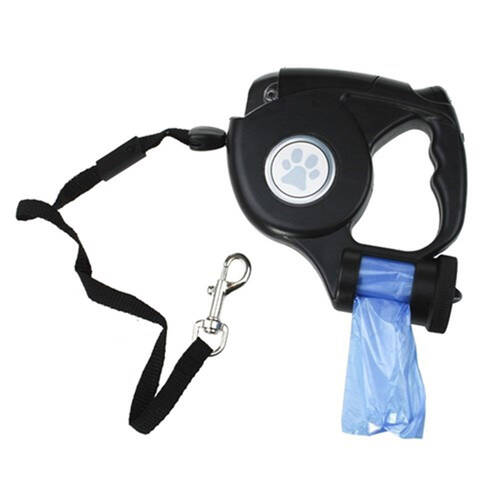 Paws & Claws 5m 3-in1 Retractable Lead w/LED Light & Bag Dispenser