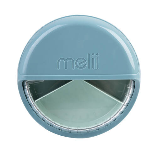 Melii Luxe Round Spin Snack Container Food Storage Box 342ml Blue 3y+