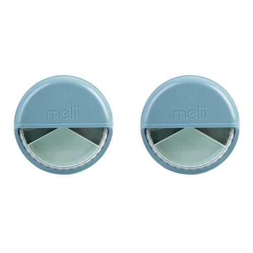 2PK Melii Luxe Round Spin Snack Container Food Storage Box 342ml Blue 3y+