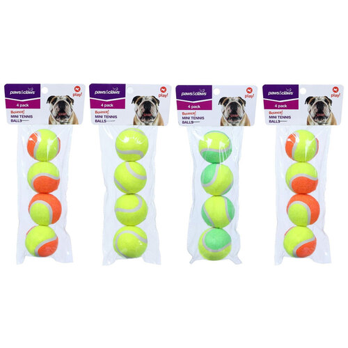 16PK Paws & Claws Mini Tennis Ball 4cm Assorted