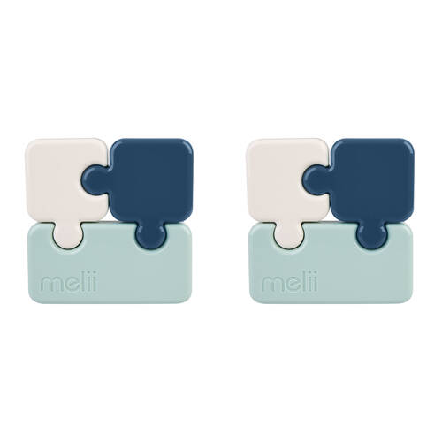 2PK Melii Luxe Childrens Puzzle Food & Snacks Container Lunch Box 850ml Blue