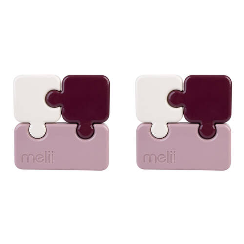 2PK Melii Luxe Childrens Puzzle Food & Snacks Container Lunch Box 850ml Pink