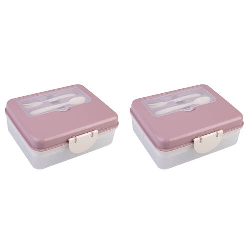 2PK Melii Luxe 2-Tier Bento Box Food Container w/ 6 Compartments Girls 3y+