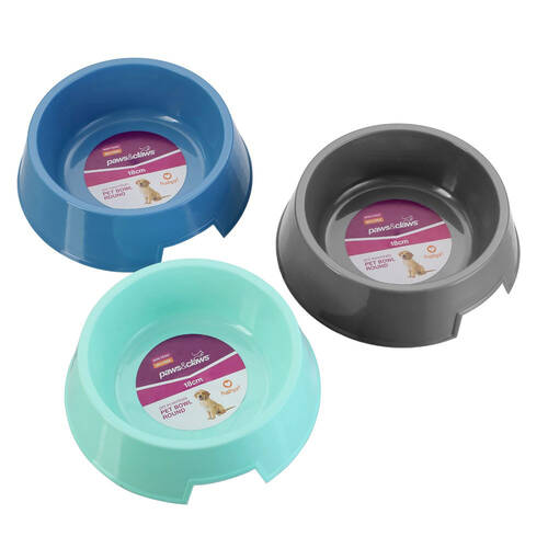 3PK Paws & Claws 18cm Pet Assentials Pet Round Bowl - Assorted