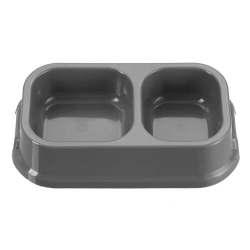 Paws & Claws 24.5cm Small Square Dual Pet Bowl - Assorted