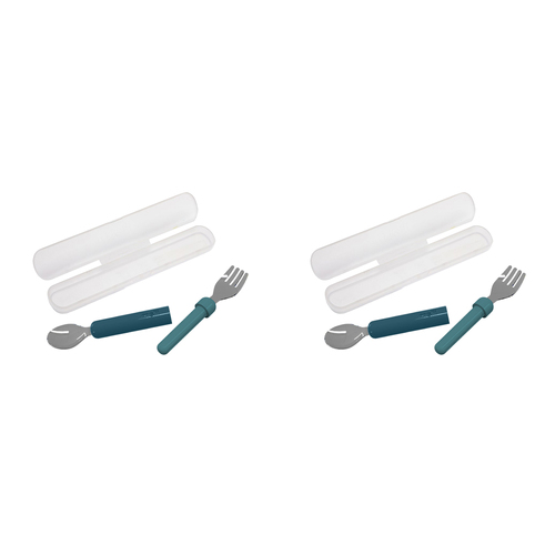 2PK Melii Luxe Detachable Spoon & Fork Set w/ Case Blue