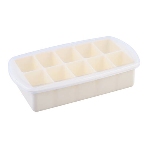 Melii Luxe 10-Compartment Silicone Food Cube Tray w/ Lid - Ivory