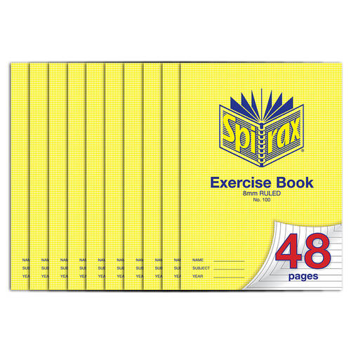 10PK Spirax 70 gsm 8mm Ruled No.100 Exercise Book