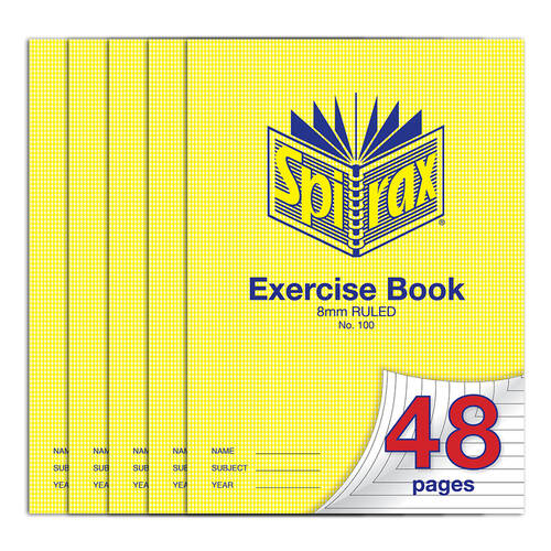 5PK Spirax 70 gsm 8mm Ruled No.100 Exercise Book