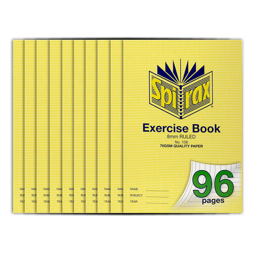 10PK Spirax 70 gsm 8mm Ruled No.108 Exercise Book