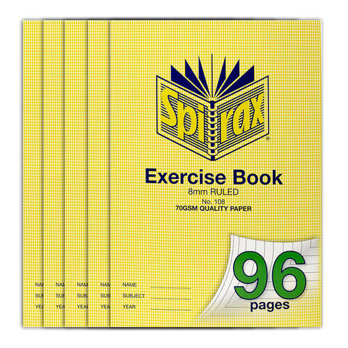 5PK Spirax 70 gsm 8mm Ruled No.108 Exercise Book