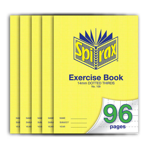 5PK Spirax 70 gsm 14mm Dotted Thirds No.109 Exercise Book