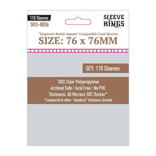 110pc Sleeve Kings 76x76mm Card Sleeves Hogwarts Battle Square Compatible