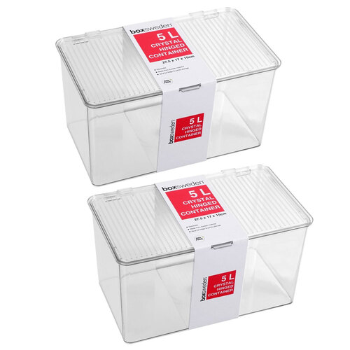 2PK Boxsweden Crystal Hinged Container 5L 27.5X17X15cm
