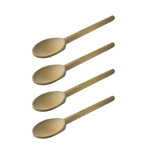 4x Euroline 30cm Heavy Wooden Spoon Cooking Utensil - Beige