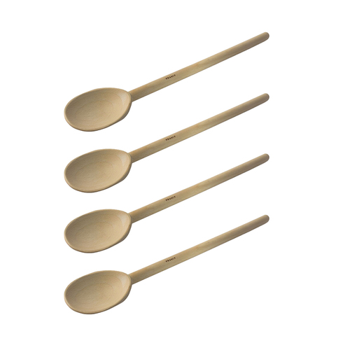 4x Euroline 35cm Wooden Spoon Cooking Utensil - Beige