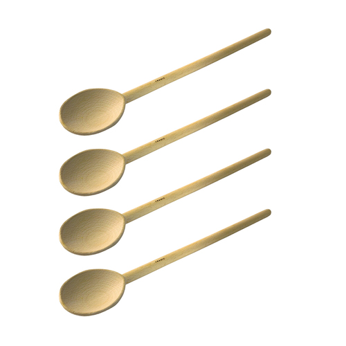 4x Euroline 40cm Wooden Spoon Cooking Utensil - Beige