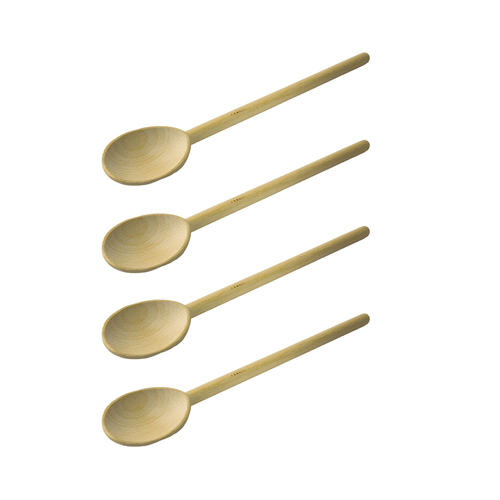4x Euroline 30cm Wooden Spoon Cooking Utensil - Beige