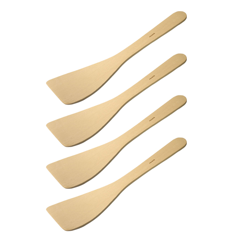 4x Euroline 30cm Wooden Curved Spatula Cooking Utensil - Beige