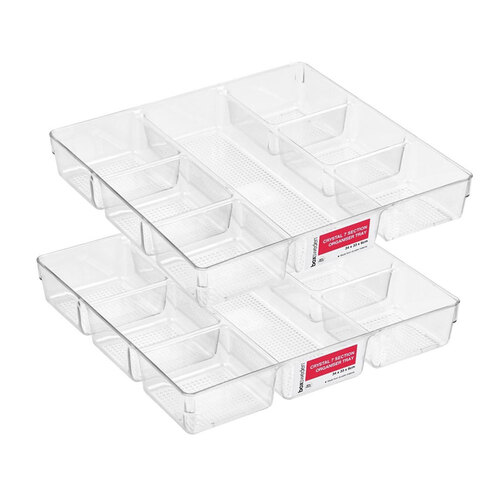 2PK Boxsweden Crystal 7 Section Organiser Tray 34X33X6cm