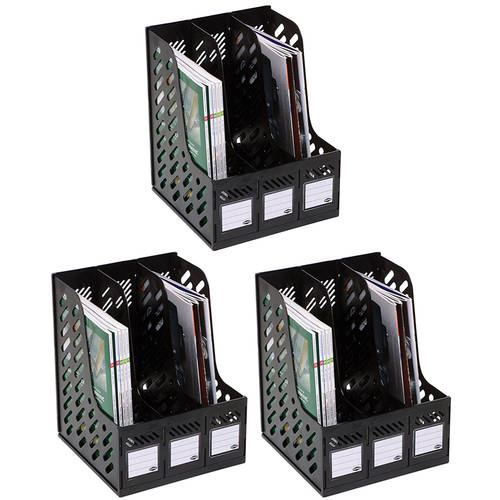 3PK Marbig Magazine 3 Section Rack Black