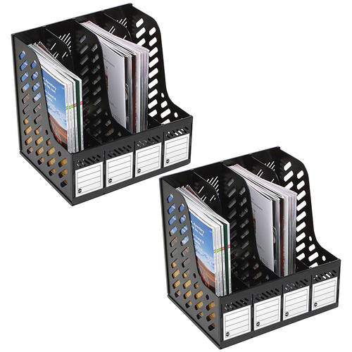 2x Marbig Magazine 4 Section Rack Black